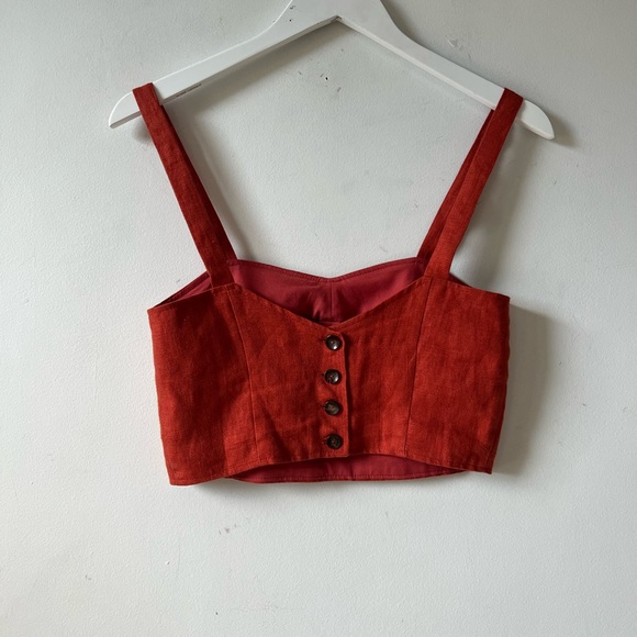 PALOMA WOOL Aquila Red Linen Skirt and Crop Top 34 XS - Picture 9 of 16